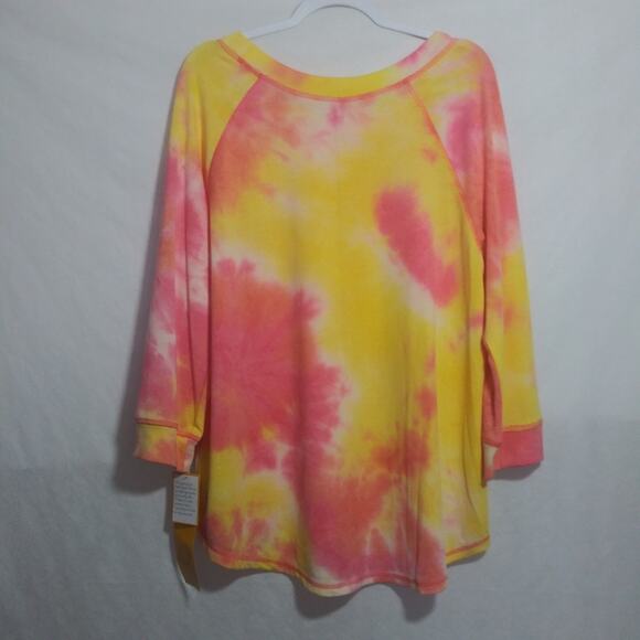 Ruby Rd  Pink and Yellow Tie-Dye Lightweight Pull Over Sweatshirt Top Size L - Picture 8 of 8